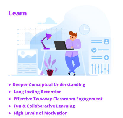 Learn •	Deeper Conceptual Understanding •	 Long-lasting Retention •	 Effective Two-way Classroom Engagement •	 Fun & Collaborative Learning •	 High Levels of Motivation